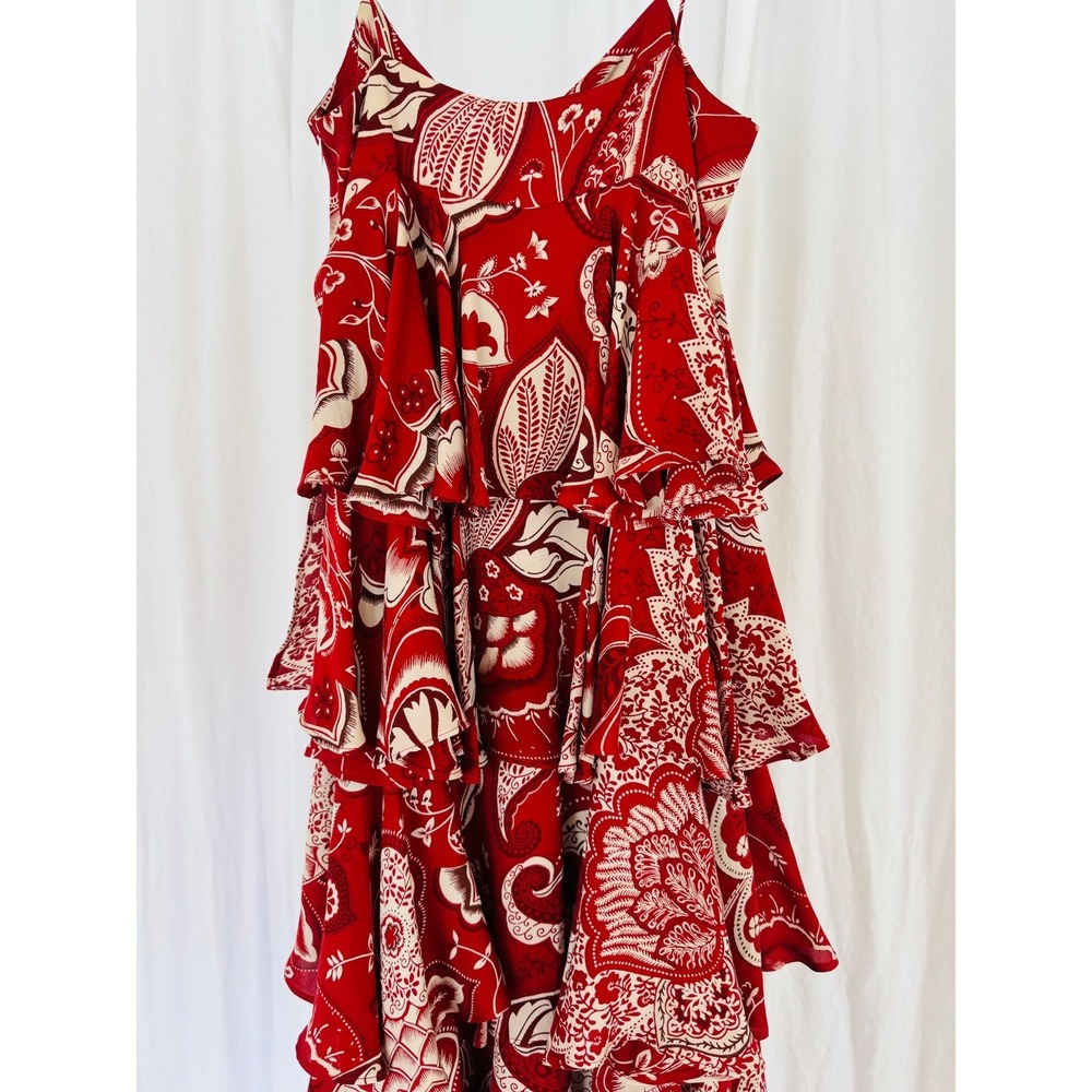 Michael Kors Collection Spring 2006 Silk Tiered Ruffle Maxi Dress Red Print NWT - Picture 6 of 13